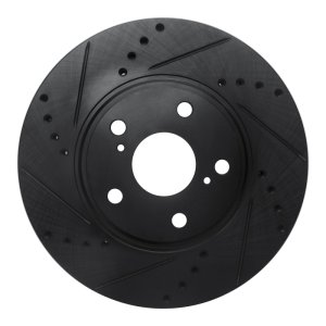 Lexus ES330 Brake Rotor (1) - Front Left - R1 Concepts - Drilled & Slotted - Black - `99-`07